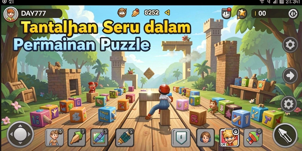 Screenshot utama DAY777 menampilkan gameplay seru dari puzzle yang menantang.