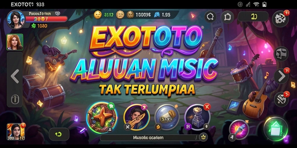 Screenshot gameplay <strong>EXOTOTO</strong> menampilkan alunan musik yang menggugah semangat.