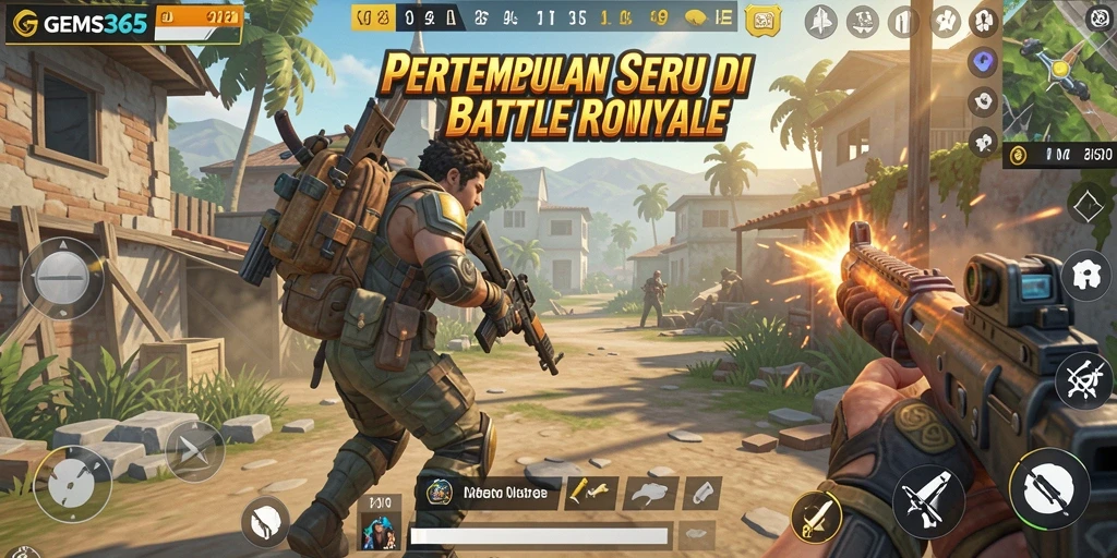 Gameplay menarik GEMS365 dalam pertempuran Battle Royale.