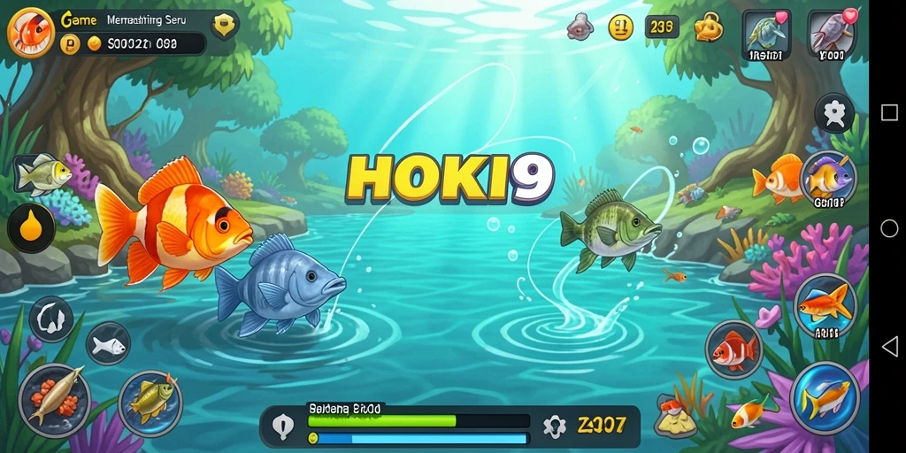 Screenshot gameplay HOKI9 menampilkan aksi memancing yang mendebarkan.
