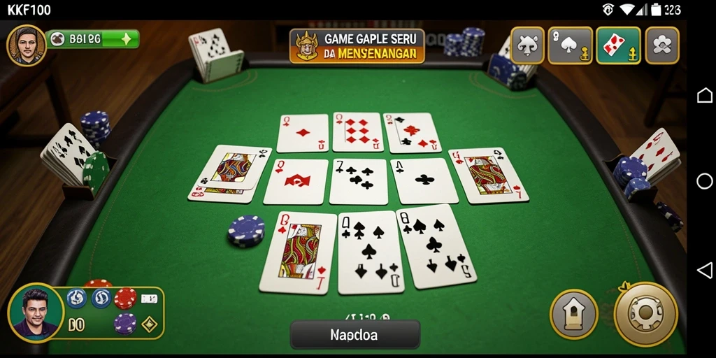 Tampilan gameplay seru KPK100 dengan kartu Gaple.