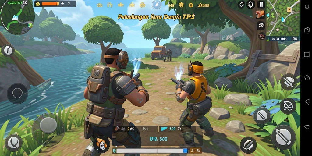 Screenshot gameplay OCATOTO menampilkan aksi tembak-menembak intens dan grafis yang memukau.