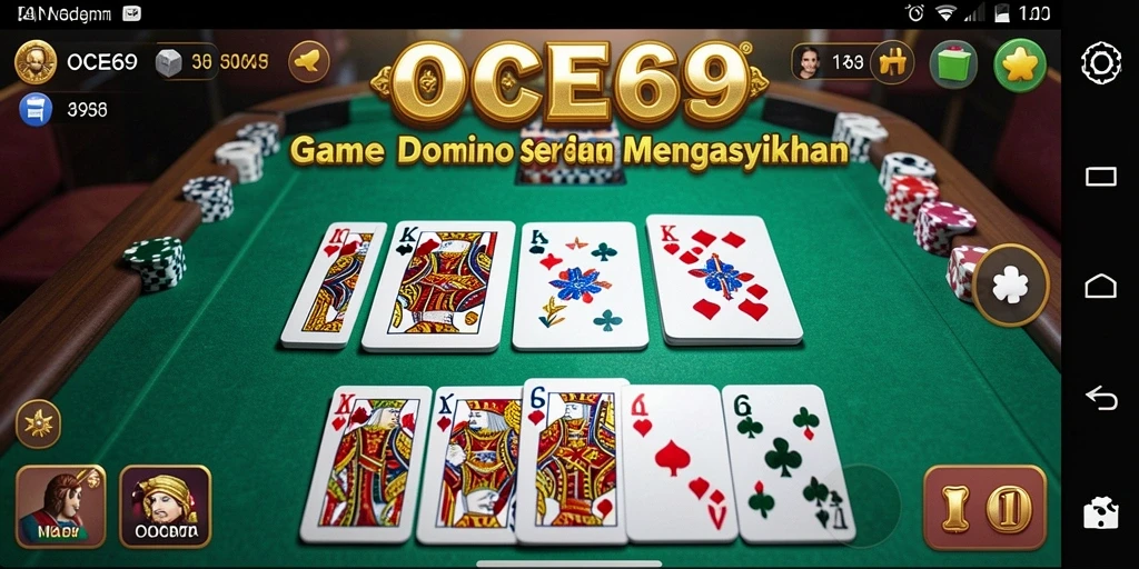 Screenshot utama OCE69 menampilkan gameplay Domino yang seru dan interaktif.