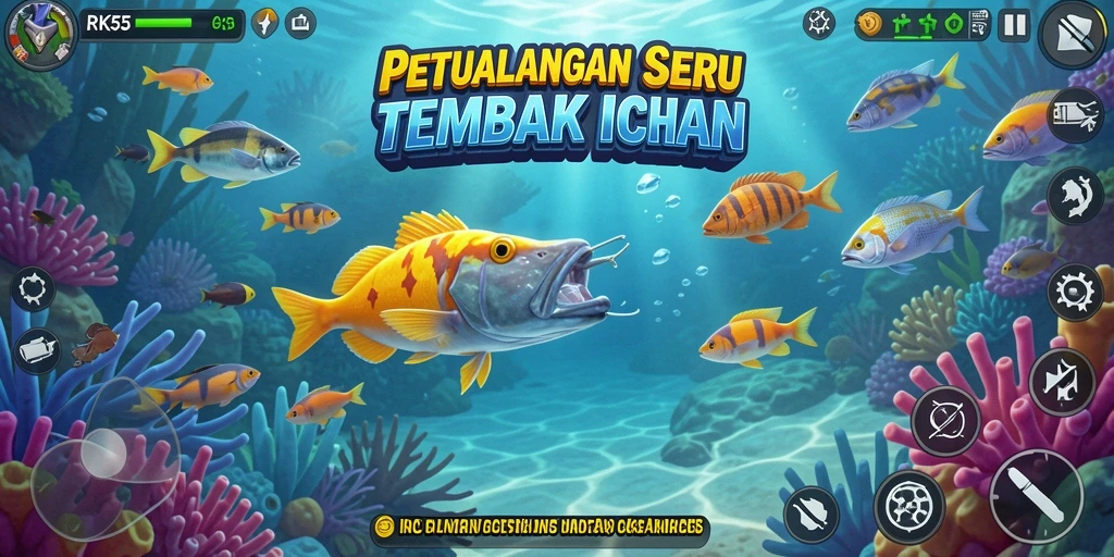 Screenshot gameplay menampilkan aksi menembak ikan yang mendebarkan.