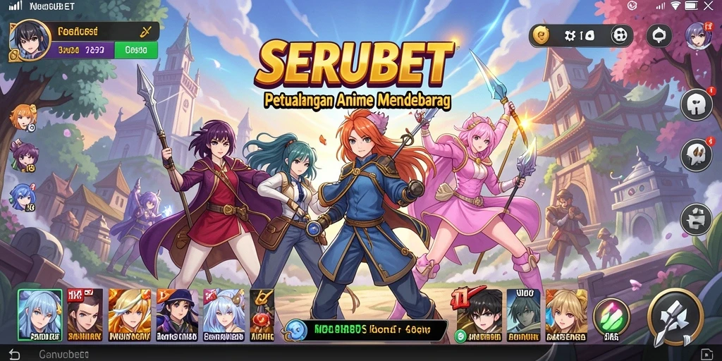 Screenshot gameplay SERUBET dengan karakter Anime yang beraksi.