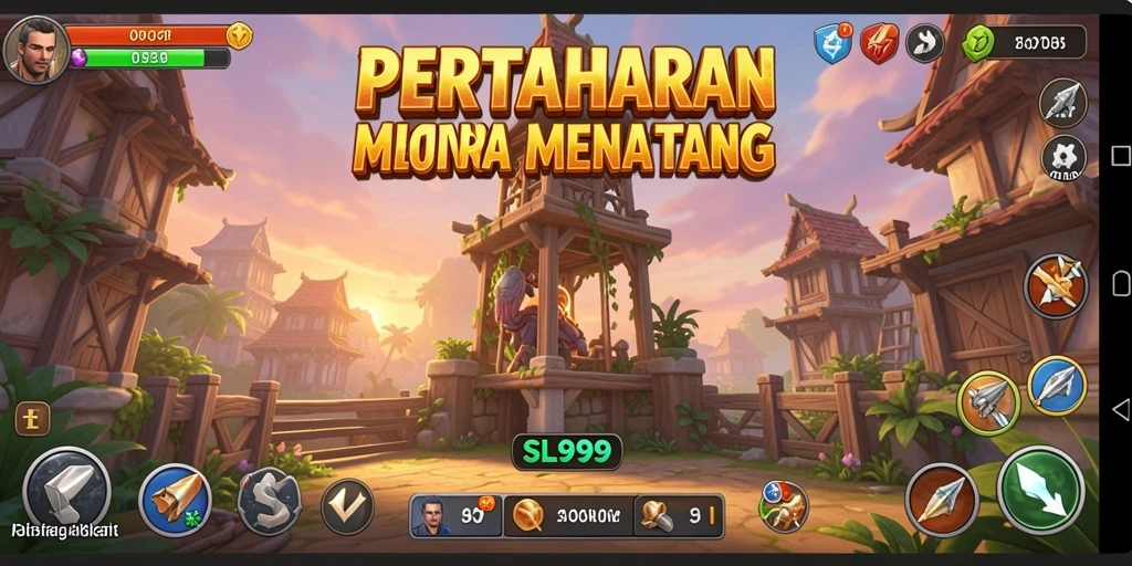 Screenshot gameplay SL999 yang menunjukkan aksi pertahanan menara yang mendebarkan.