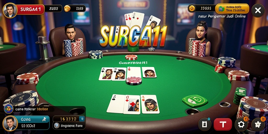 Screenshot utama gameplay Poker yang menampilkan suasana seru SURGA11.