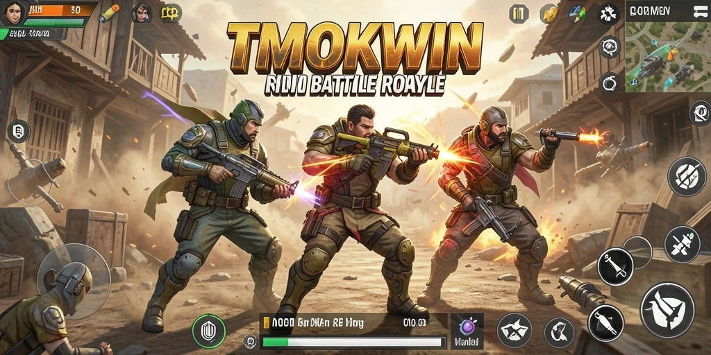 Screenshot gameplay TMOKWIN yang menampilkan aksi Battle Royale.