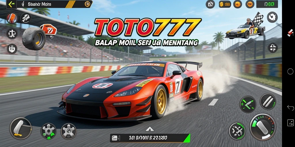 Tampilan gameplay menegangkan di lintasan balap TOTO777.